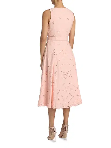 Hemant & Nandita Women's Eyelet Embroidered A-Line Midi-Dress - Peach - Size Medium | Thumbnail 5