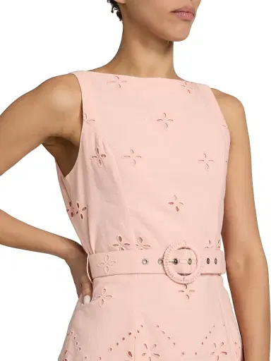 Hemant & Nandita Women's Eyelet Embroidered A-Line Midi-Dress - Peach - Size Medium | Thumbnail 6