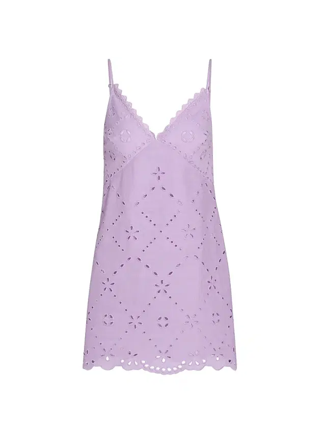 Women's Cotton-Linen A-Line Minidress - Purple