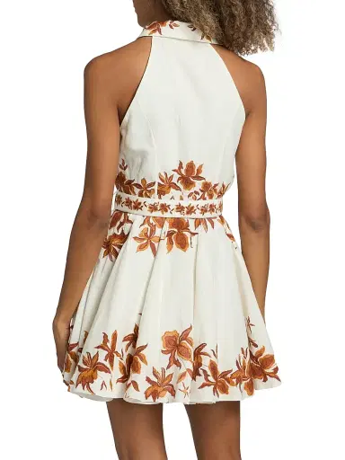 Hemant & Nandita Women's Ayra Leaf Print Linen-Blend Minidress | Thumbnail 5