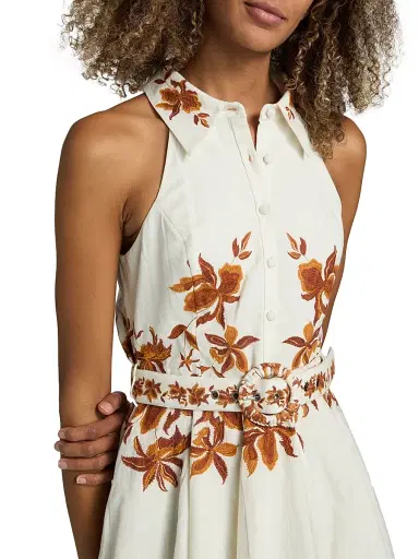 Hemant & Nandita Women's Ayra Leaf Print Linen-Blend Minidress | Thumbnail 6