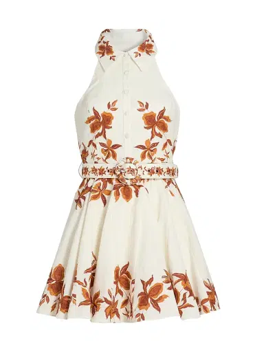 Hemant & Nandita Women's Ayra Leaf Print Linen-Blend Minidress | Thumbnail 1