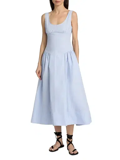 Proenza Schouler White Label Women's Kendall Tech Cotton-Blend Midi-Dress | Thumbnail 3 Proenza Schouler White Label Women's Kendall Tech Cotton-Blend Midi-Dress | Thumbnail 3