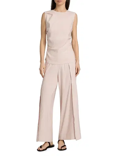 Proenza Schouler White Label Women's Calla Slub Linen-Blend Pants - Orchid - Size 0 | Thumbnail 2