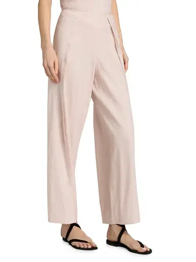 Proenza Schouler White Label Women's Calla Slub Linen-Blend Pants - Orchid - Size 0 | Thumbnail 4
