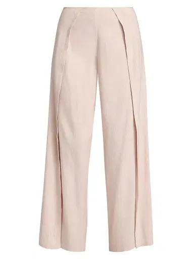 Proenza Schouler White Label Women's Calla Slub Linen-Blend Pants - Orchid - Size 0 | Thumbnail 1