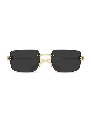Gucci Women's Block Bending 61MM Rectangular Sunglasses - Gold Black | Thumbnail 2