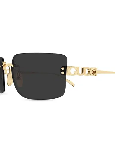 Gucci Women's Block Bending 61MM Rectangular Sunglasses - Gold Black | Thumbnail 3