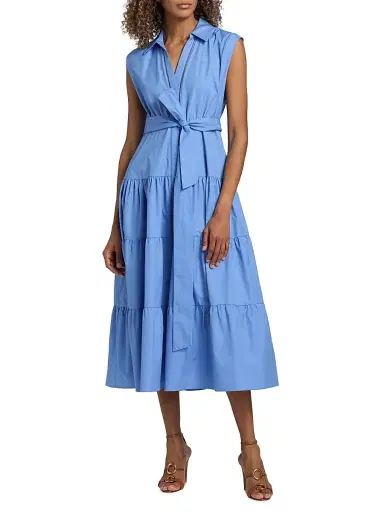 Kobi Halperin Women's Bea Cotton-Poplin Tiered Self-Belt Midi-Dress | Thumbnail 3
