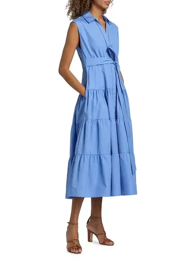 Kobi Halperin Women's Bea Cotton-Poplin Tiered Self-Belt Midi-Dress | Thumbnail 4