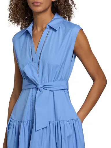 Kobi Halperin Women's Bea Cotton-Poplin Tiered Self-Belt Midi-Dress | Thumbnail 6
