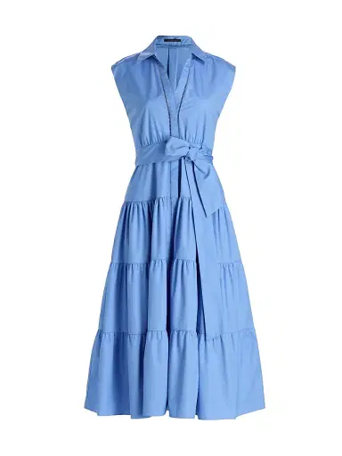 Kobi Halperin Women's Bea Cotton-Poplin Tiered Self-Belt Midi-Dress | Thumbnail 1