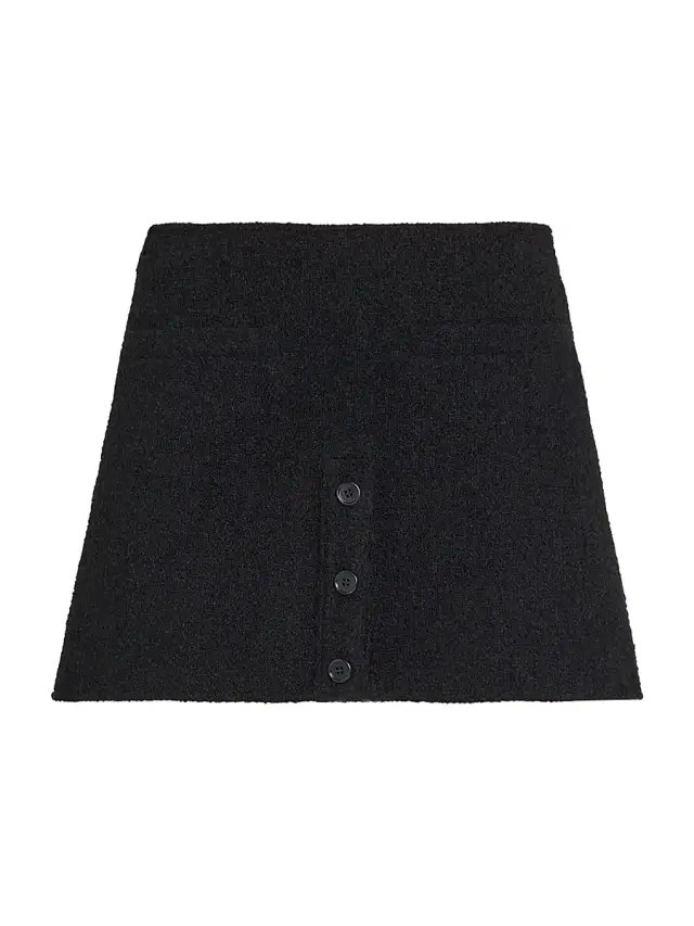 Courreges Women's Buttoned Tweed Logo A-Line Miniskirt - Black