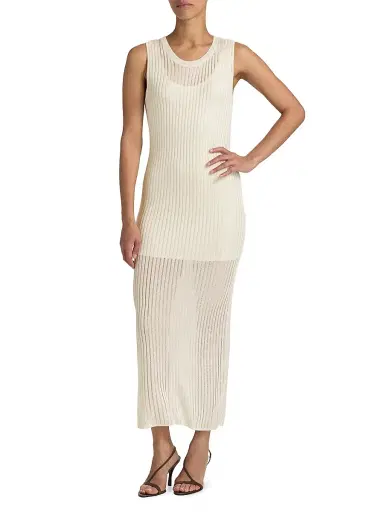 Loulou de Saison Women's Icaria Rib-Knit Midi-Dress | Thumbnail 2 Loulou de Saison Women's Icaria Rib-Knit Midi-Dress | Thumbnail 2