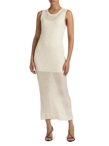 Loulou de Saison Women's Icaria Rib-Knit Midi-Dress | Thumbnail 3 Loulou de Saison Women's Icaria Rib-Knit Midi-Dress | Thumbnail 3