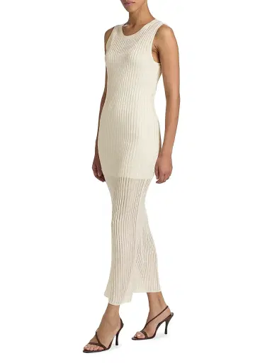 Loulou de Saison Women's Icaria Rib-Knit Midi-Dress | Thumbnail 4 Loulou de Saison Women's Icaria Rib-Knit Midi-Dress | Thumbnail 4
