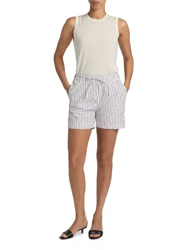Loulou de Saison Women's Lory Drawstring Shorts - Dark Red Light Blue - Size 0 | Thumbnail 2