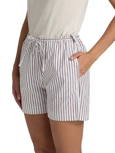 Loulou de Saison Women's Lory Drawstring Shorts - Dark Red Light Blue - Size 0 | Thumbnail 4