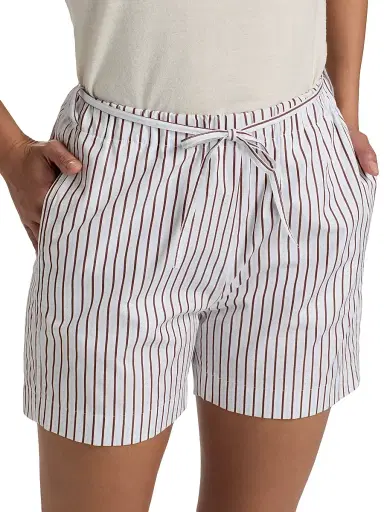 Loulou de Saison Women's Lory Drawstring Shorts - Dark Red Light Blue - Size 0 | Thumbnail 6