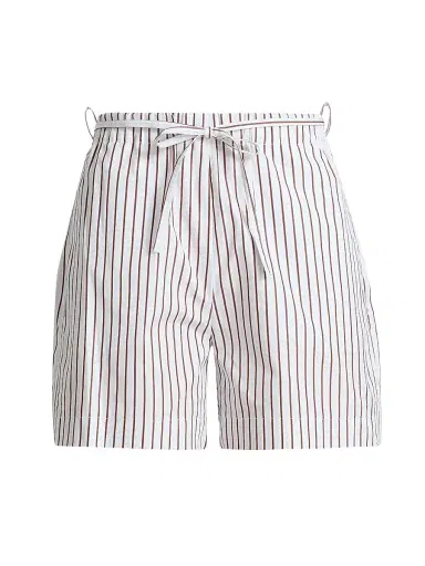 Loulou de Saison Women's Lory Drawstring Shorts - Dark Red Light Blue - Size 0 | Thumbnail 1