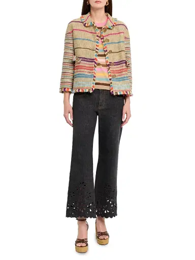 MAISON COMMON Women's Floral Broderie Anglaise Crop Jeans | Thumbnail 2 MAISON COMMON Women's Floral Broderie Anglaise Crop Jeans | Thumbnail 2