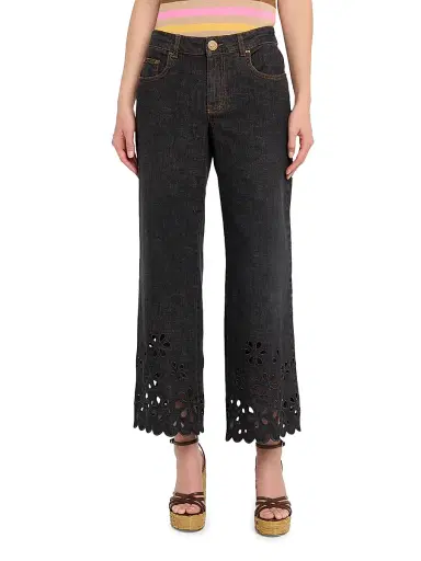 MAISON COMMON Women's Floral Broderie Anglaise Crop Jeans | Thumbnail 3 MAISON COMMON Women's Floral Broderie Anglaise Crop Jeans | Thumbnail 3