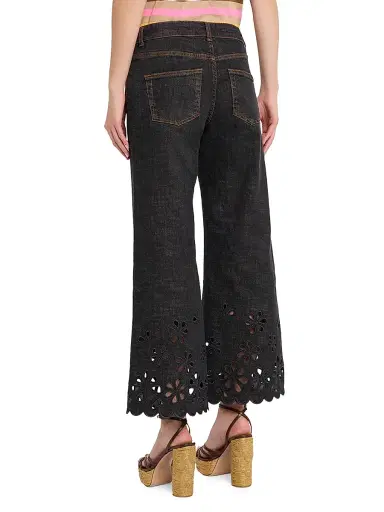 MAISON COMMON Women's Floral Broderie Anglaise Crop Jeans | Thumbnail 4 MAISON COMMON Women's Floral Broderie Anglaise Crop Jeans | Thumbnail 4