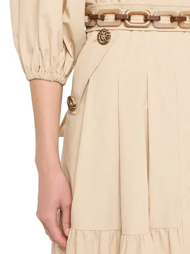 MAISON COMMON Women's Gathered Cotton Midi-Dress - Beige - Size 12 | Thumbnail 4