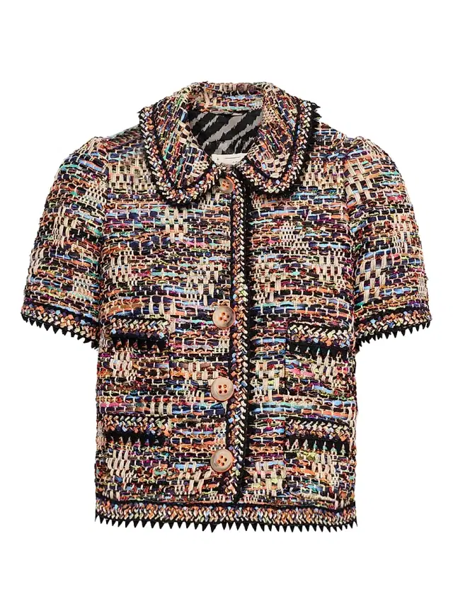 Women's Tweed Knit Jacket - Black Multi