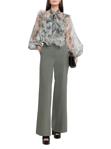 MAISON COMMON Women's Cotton-Blend Wide-Leg Pants - Green - Size 12 | Thumbnail 2