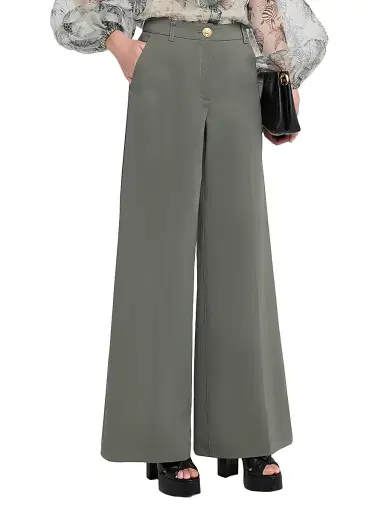 MAISON COMMON Women's Cotton-Blend Wide-Leg Pants - Green - Size 12 | Thumbnail 3