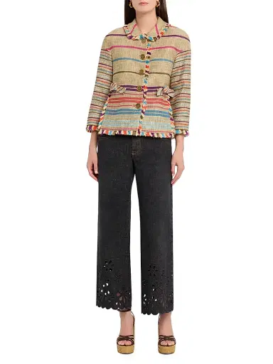 MAISON COMMON Women's Striped Cotton-Blend Tweed Shirt | Thumbnail 2 MAISON COMMON Women's Striped Cotton-Blend Tweed Shirt | Thumbnail 2