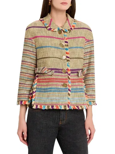 MAISON COMMON Women's Striped Cotton-Blend Tweed Shirt | Thumbnail 3 MAISON COMMON Women's Striped Cotton-Blend Tweed Shirt | Thumbnail 3