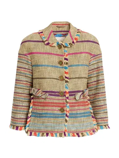 MAISON COMMON Women's Striped Cotton-Blend Tweed Shirt | Thumbnail 1 MAISON COMMON Women's Striped Cotton-Blend Tweed Shirt | Thumbnail 1