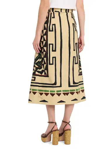 MAISON COMMON Women's Patterned Cotton Canvas Belted Midi-Skirt | Thumbnail 4 MAISON COMMON Women's Patterned Cotton Canvas Belted Midi-Skirt | Thumbnail 4