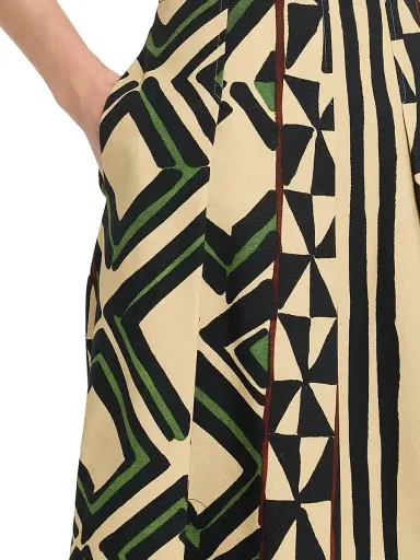MAISON COMMON Women's Patterned Cotton Canvas Belted Midi-Skirt | Thumbnail 5 MAISON COMMON Women's Patterned Cotton Canvas Belted Midi-Skirt | Thumbnail 5