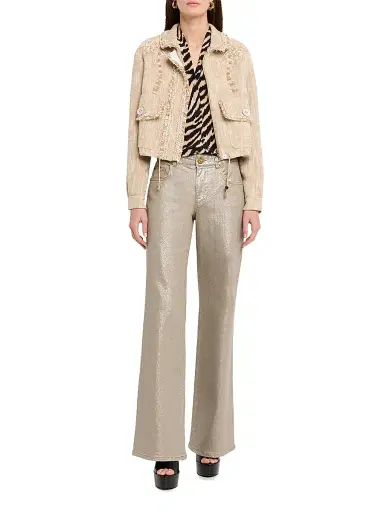 MAISON COMMON Women's Embroidered Cotton-Blend Tweed Jacket - Beige Multi - Size 12 | Thumbnail 2