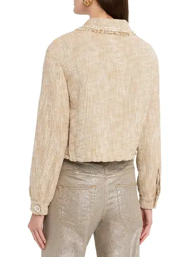 MAISON COMMON Women's Embroidered Cotton-Blend Tweed Jacket - Beige Multi - Size 12 | Thumbnail 4