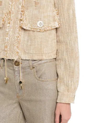 MAISON COMMON Women's Embroidered Cotton-Blend Tweed Jacket - Beige Multi - Size 12 | Thumbnail 5