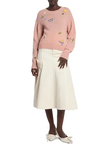 Erdem Women's Garden Embroidered Sweater - Rose | Thumbnail 2