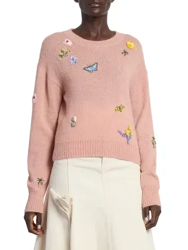 Erdem Women's Garden Embroidered Sweater - Rose | Thumbnail 3