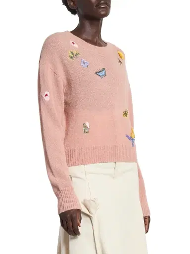 Erdem Women's Garden Embroidered Sweater - Rose | Thumbnail 4