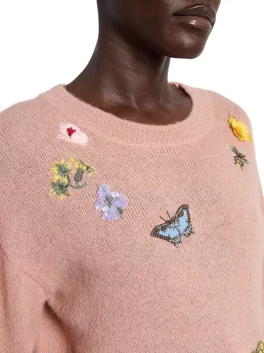 Erdem Women's Garden Embroidered Sweater - Rose | Thumbnail 6