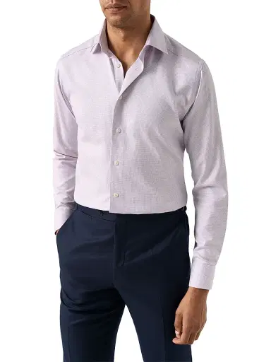 Eton Men's Slim-Fit Semi Solid Twill Shirt - Pink - Size 17.5 | Thumbnail 2 Eton Men's Slim-Fit Semi Solid Twill Shirt - Pink - Size 17.5 | Thumbnail 2
