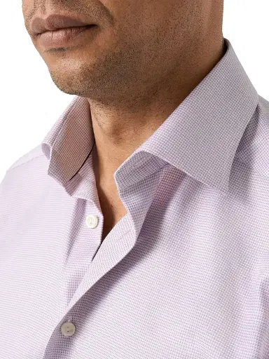 Eton Men's Slim-Fit Semi Solid Twill Shirt - Pink - Size 17.5 | Thumbnail 4 Eton Men's Slim-Fit Semi Solid Twill Shirt - Pink - Size 17.5 | Thumbnail 4