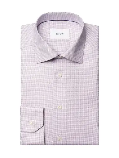 Eton Men's Slim-Fit Semi Solid Twill Shirt - Pink - Size 17.5 | Thumbnail 1 Eton Men's Slim-Fit Semi Solid Twill Shirt - Pink - Size 17.5 | Thumbnail 1