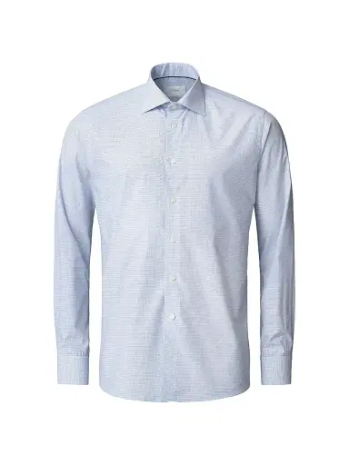 Eton Men's Contemporary-Fit Check Twill Shirt - Blue - Size 18.5 | Thumbnail 2
