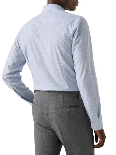 Eton Men's Contemporary-Fit Check Twill Shirt - Blue - Size 18.5 | Thumbnail 4