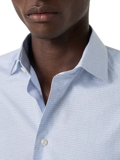 Eton Men's Contemporary-Fit Check Twill Shirt - Blue - Size 18.5 | Thumbnail 5
