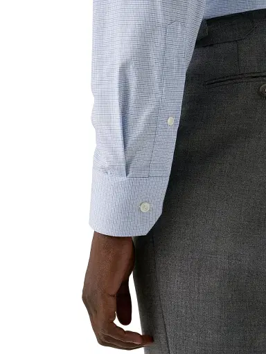Eton Men's Contemporary-Fit Check Twill Shirt - Blue - Size 18.5 | Thumbnail 6